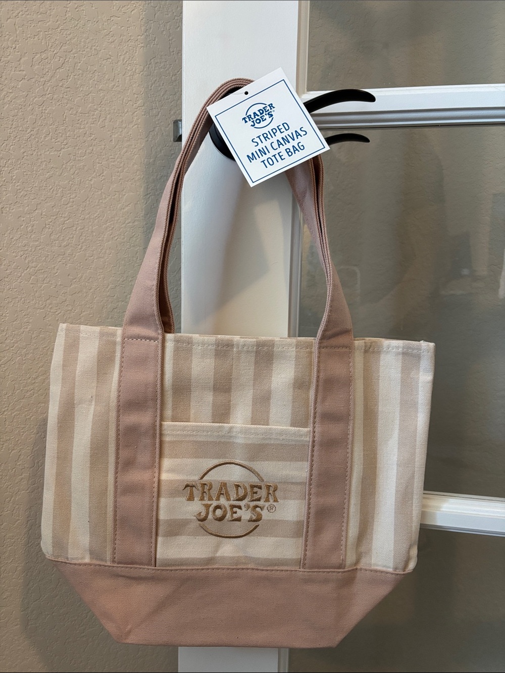 Trader Joe's Pink Striped Canvas Tote